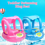 Kiddie Float, Baby Inflatable Swim Ring Float Seat with Awning for Swimming Pool Mat Bathtub Infant Tank Summer Water Play Game