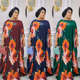 MD Dinner Dresses For Women 2022 New African Summer Autumn Elegant Gown Flowers Printed Dashiki Long Dress Ladies Clothing 419#