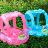 Kiddie Float, Baby Inflatable Swim Ring Float Seat with Awning for Swimming Pool Mat Bathtub Infant Tank Summer Water Play Game