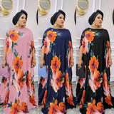 MD Dinner Dresses For Women 2022 New African Summer Autumn Elegant Gown Flowers Printed Dashiki Long Dress Ladies Clothing 419#