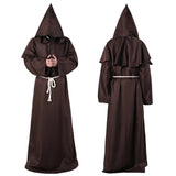 Wizard Costume Halloween Cosplay Medieval Monk Friar Robe Priest Costume Ancient Clothing Christian Suit