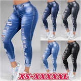 Washed Ripped Jeans Women S-5XL Korean High Waist Trousers Skinny Denim Jeans Black Blue Hollow Bleached Pencil Pants 2022