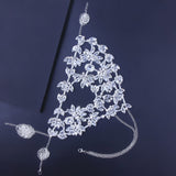 Stonefans Fashion Halloween Half Face Mask Rhinestone Jewelry for Women Bling Silver Color Leaf Facemask Crystal Dance Jewelry