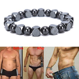 Unisex Weight Loss Round Black Stone Magnetic Therapy Bracelet Health Care Magnetic Hematite Stretch Bracelets Slimming Product