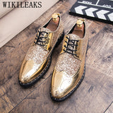 New Luxury Brand Coiffeur Gold Brogue Oxford Shoes For Men Italian Formal Wedding Dress Footwear Male Patent Leather Bling Shoes