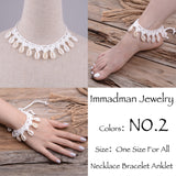 Wedding Shell Crochet Wedding Barefoot Sandals Nude Shoes Foot Jewelry Necklace Bracelet Victorian Lace Bridal Beach Accessories