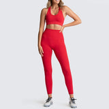 Yoga Sets Women's 2 Piece Set Leggings + Elastic Sports Bras Woman Gym Clothing Fitness Sportswear Workout Seamless Sports Suits