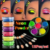 6 colors set Neon Loose Powder Eyeshadow Palette