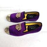 Handmade New Gold Toe Men Velvet Loafers Italy Brand Party And Wedding Men Dress Shoes