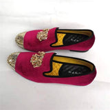 Handmade New Gold Toe Men Velvet Loafers Italy Brand Party And Wedding Men Dress Shoes