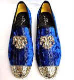 Handmade New Gold Toe Men Velvet Loafers Italy Brand Party And Wedding Men Dress Shoes