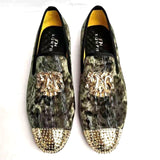 Handmade New Gold Toe Men Velvet Loafers Italy Brand Party And Wedding Men Dress Shoes