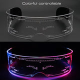 SO&EI LED Luminous Sunglasses Vintage Punk Goggles Men Women Fashion Party Christmas Colorful Light Up Glasses Shades UV400