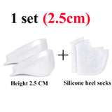 EiD Invisible Height Increase Silicone Socks Gel Heel Pads Orthopedic Arch Support Heel Cushion Soles Insole Foot Massage Unisex