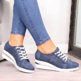 Women Casual Flats Shoes Female Hollow Breathable Mesh Summer Women's Sneakers For Ladies Slip On Flats Loafers Lace Up