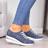 Women Casual Flats Shoes Female Hollow Breathable Mesh Summer Women's Sneakers For Ladies Slip On Flats Loafers Lace Up