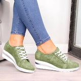 Women Casual Flats Shoes Female Hollow Breathable Mesh Summer Women's Sneakers For Ladies Slip On Flats Loafers Lace Up