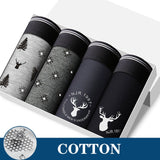 4Pcs/Lot Men's Panties Boxer Print Underwear Cotton Shorts For Male Couple Sexy Set Calecon Large Size Underpants L-5XL