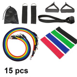 15 Pcs Resistance Bands Set Fitness Bands Resistance Gym Equipment Exercise