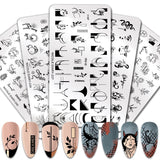 French Line Flower Nail Stamping Plates