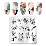 French Line Flower Nail Stamping Plates