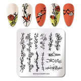 French Line Flower Nail Stamping Plates