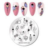 French Line Flower Nail Stamping Plates