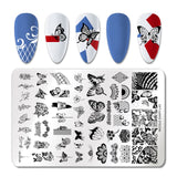 French Line Flower Nail Stamping Plates