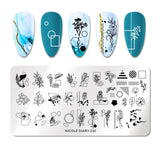 French Line Flower Nail Stamping Plates