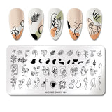 French Line Flower Nail Stamping Plates