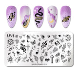 French Line Flower Nail Stamping Plates