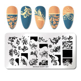 French Line Flower Nail Stamping Plates