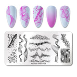 French Line Flower Nail Stamping Plates