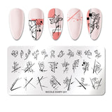 French Line Flower Nail Stamping Plates