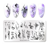 French Line Flower Nail Stamping Plates