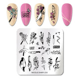 French Line Flower Nail Stamping Plates