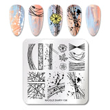 French Line Flower Nail Stamping Plates