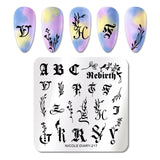 French Line Flower Nail Stamping Plates