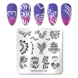 French Line Flower Nail Stamping Plates