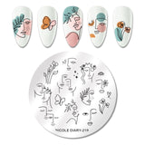 French Line Flower Nail Stamping Plates