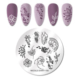 French Line Flower Nail Stamping Plates