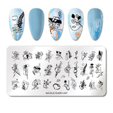 French Line Flower Nail Stamping Plates