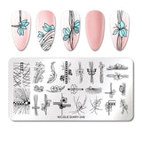 French Line Flower Nail Stamping Plates