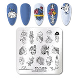 French Line Flower Nail Stamping Plates