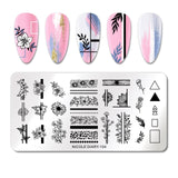 French Line Flower Nail Stamping Plates