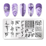 French Line Flower Nail Stamping Plates