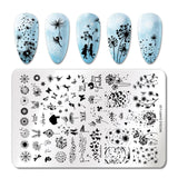 French Line Flower Nail Stamping Plates