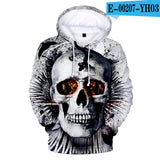 Skull Hoodie Men's Boy Hoody Ms. Girl Sweatshirt Full Print 3D Fire and Skull Hip Hop Street Wearing Pullover Hoodies Top