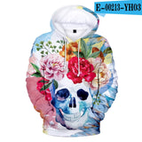 Skull Hoodie Men's Boy Hoody Ms. Girl Sweatshirt Full Print 3D Fire and Skull Hip Hop Street Wearing Pullover Hoodies Top