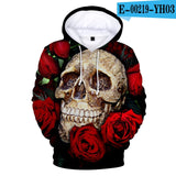 Skull Hoodie Men's Boy Hoody Ms. Girl Sweatshirt Full Print 3D Fire and Skull Hip Hop Street Wearing Pullover Hoodies Top